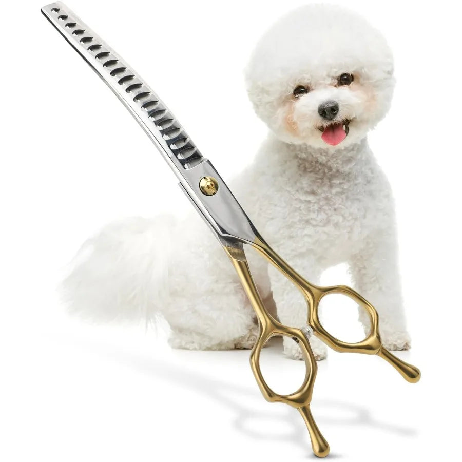 Curved Thinner Dog Grooming Scissors 7 Inch 42 Teeth Stainless Steel Pets Grooming Scissors Professional Pet Shears for Groomer