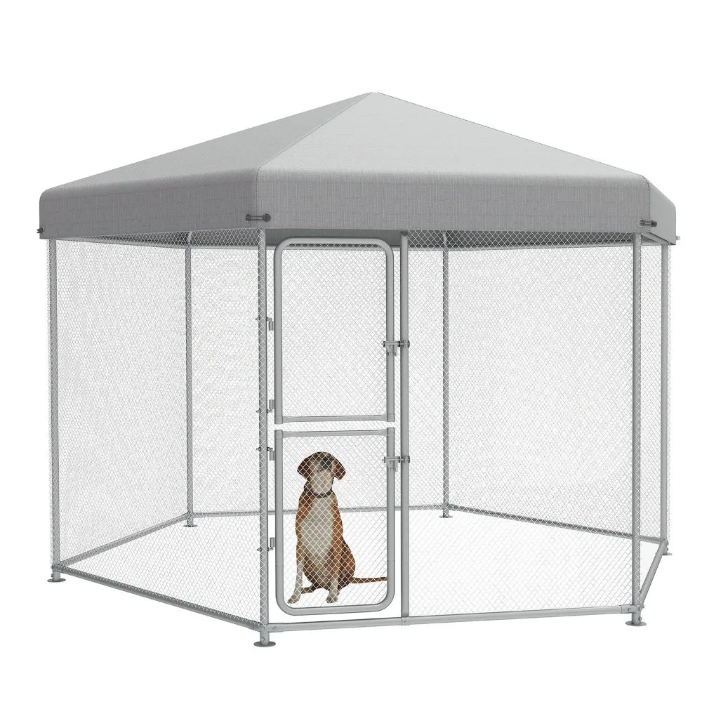 9.8×8.2×6.2FT Pet House Dog Run Enclosure w/UV-Resistant Waterproof Roof Cover