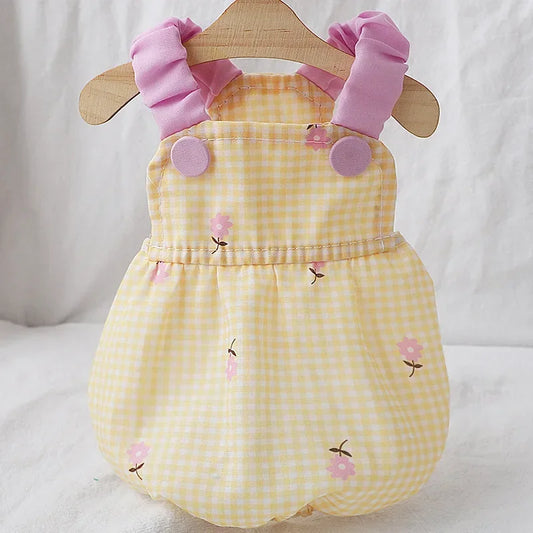 Summer Dogs Clothes Small Chihuahua Vest Flower Skirt Dogs Plaid For Clothing Dog Small Dress Suspender Cute Print Pet Dresses