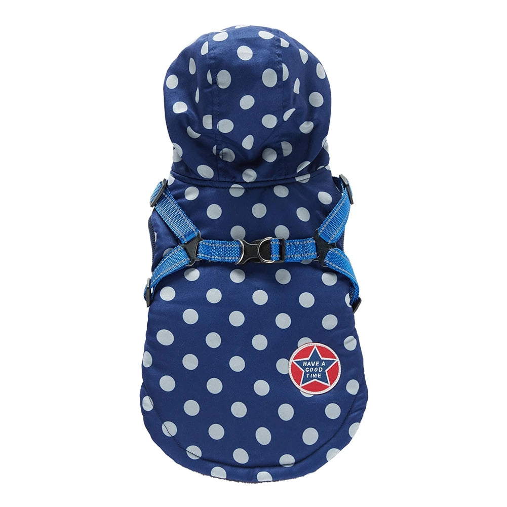 Pet Dog Jacket With Harness Winter Dog Clothes For Small Medium Dogs Warm Hooded Pet Coat Chihuahua Clothing Puppy Costumes