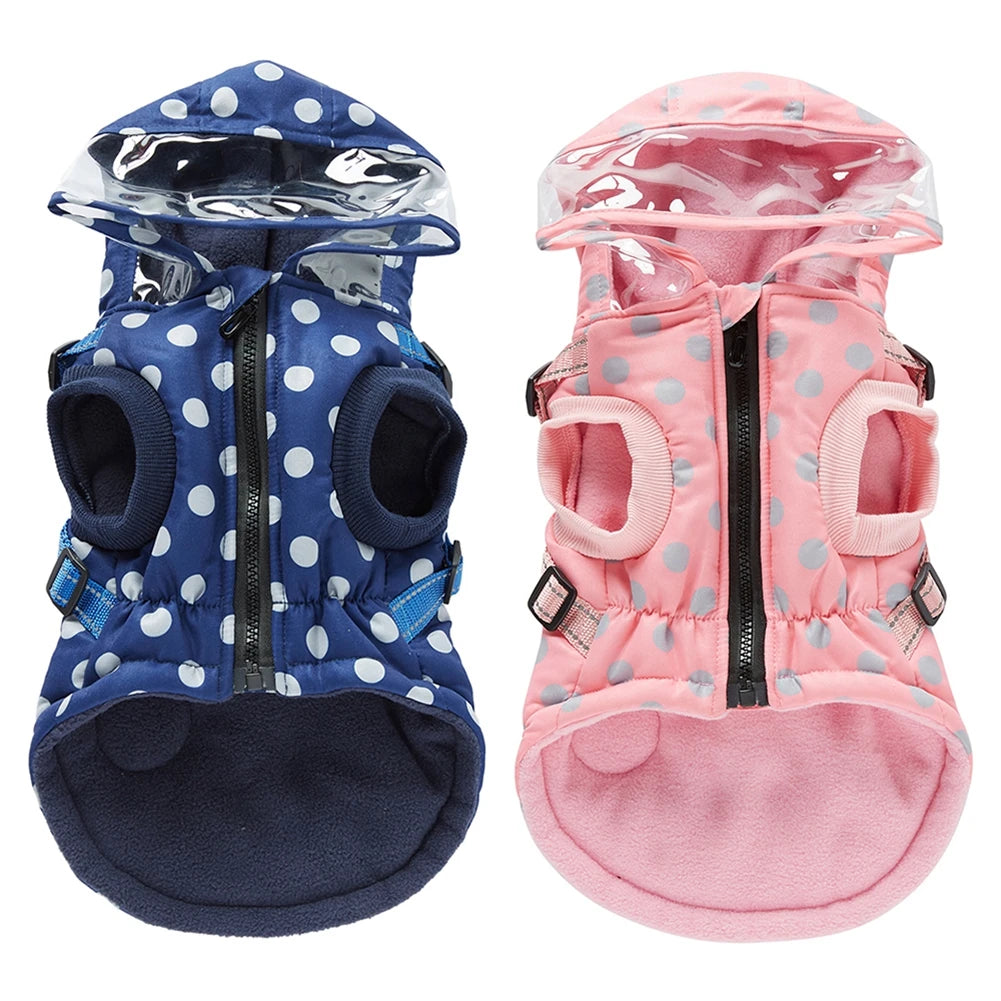 Pet Dog Jacket With Harness Winter Dog Clothes For Small Medium Dogs Warm Hooded Pet Coat Chihuahua Clothing Puppy Costumes