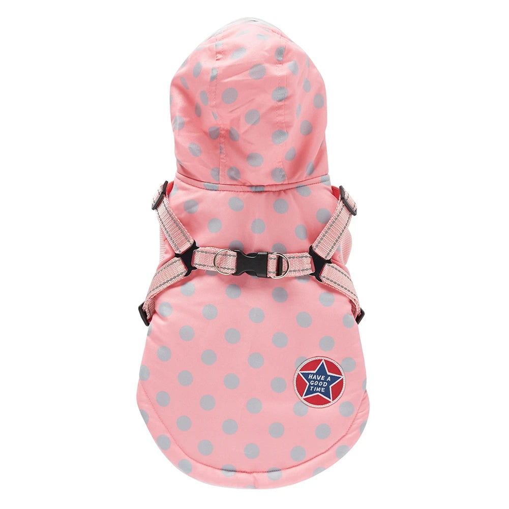Pet Dog Jacket With Harness Winter Dog Clothes For Small Medium Dogs Warm Hooded Pet Coat Chihuahua Clothing Puppy Costumes