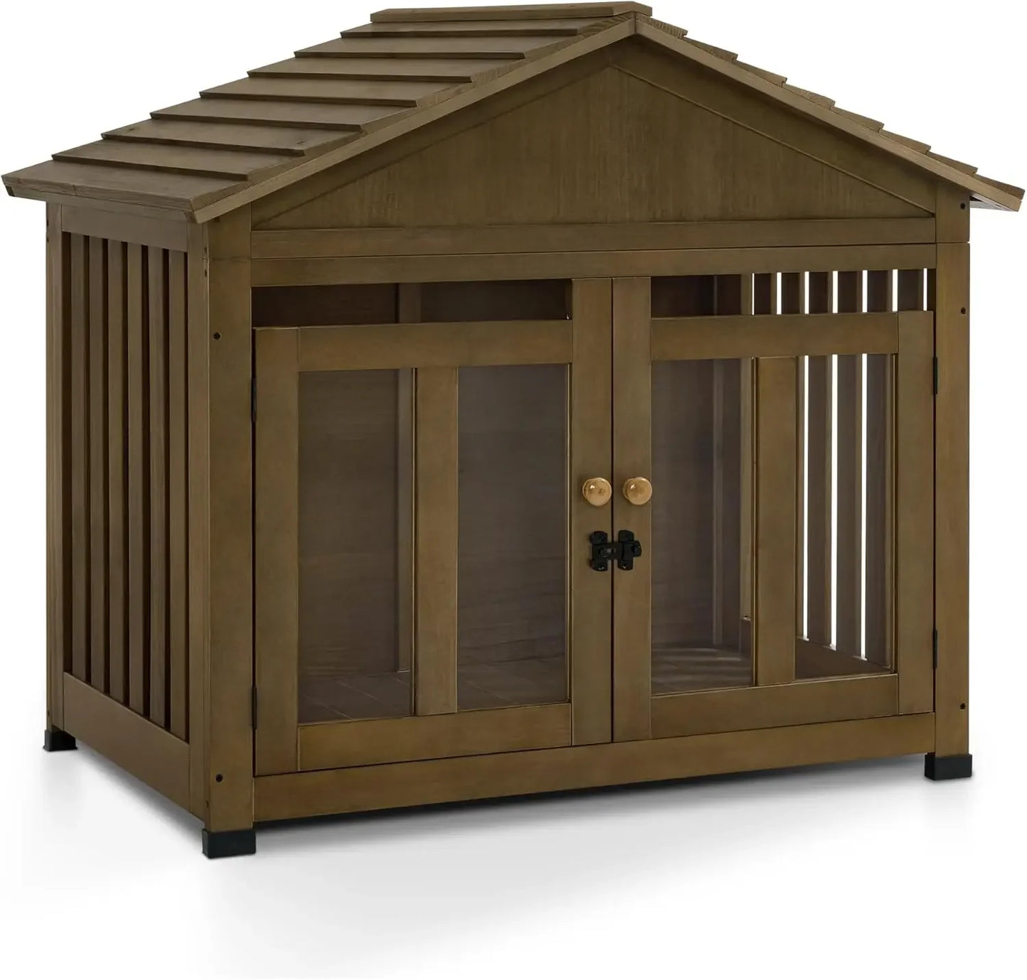 Wooden Dog House Furniture, Solid Wood Pet Kennel Indoor for Small/Medium Dogs