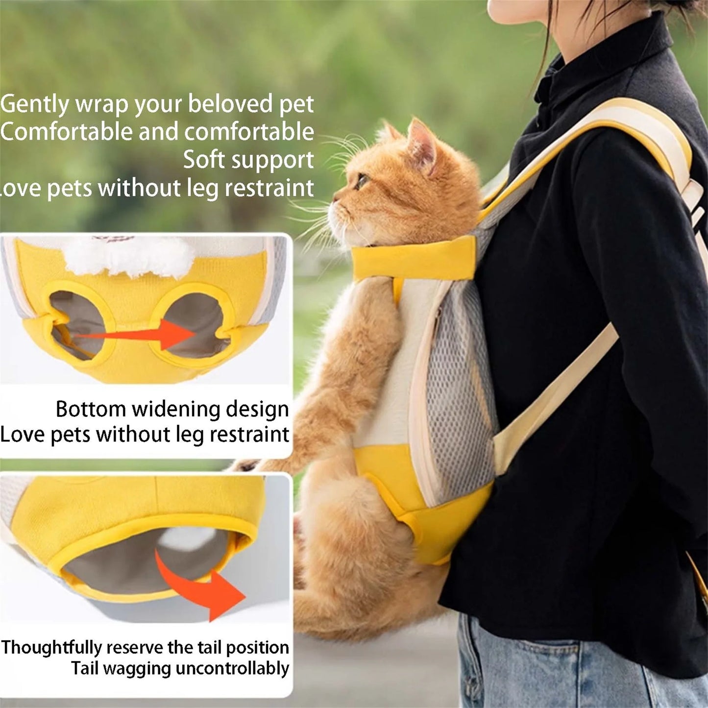 Portable Dog Carrier Backpack Hands-Free Pet Travel Bag with Adjustable Straps Breathable Front and Back Cat Carrier for