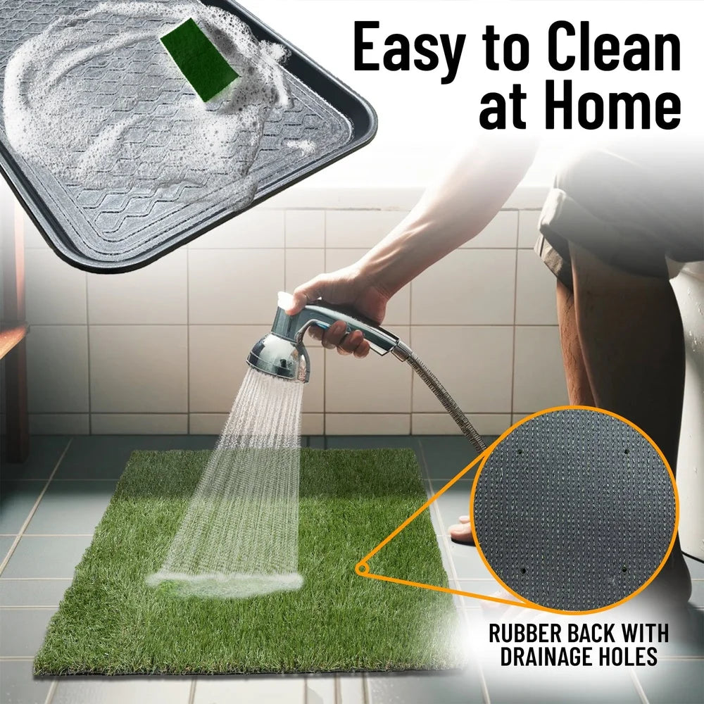 Pet Care Non-Slip Easy Clean Indoor Outdoor Tray with Reusable Grass Pad Heavy Duty Multi-Purpose Potty Training Mat 15 x 30