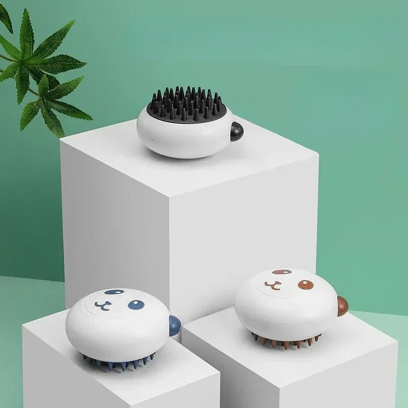 Dog Bath Brush Panda Massage Comb Pet Cat Cleaner Puppy Wash Tools Bathroom Grooming Brush Bath Supplie Dog Soft Silicone Brush