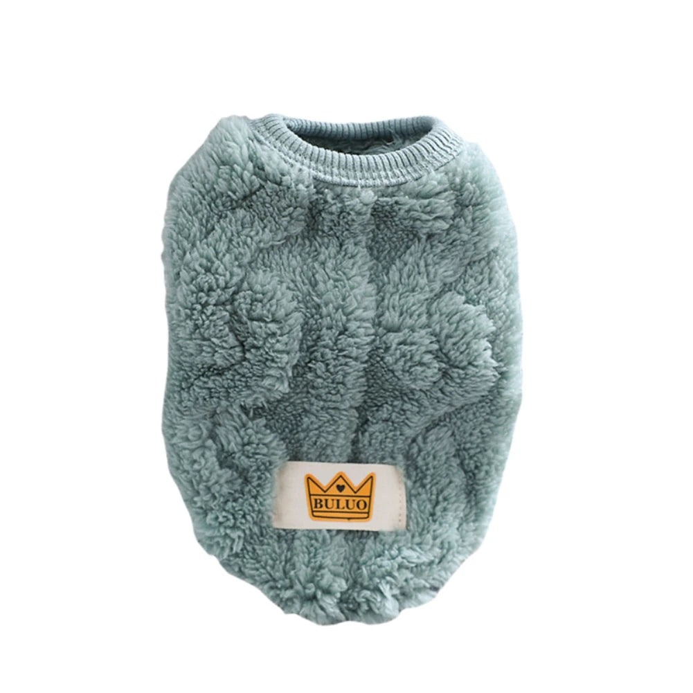 Solid Cute Wavy Double-sided Puppy Kitten Warm Coat Sweater Autumn Winter Fleece Pullover Pet Clothes for Small Medium Dogs Cats