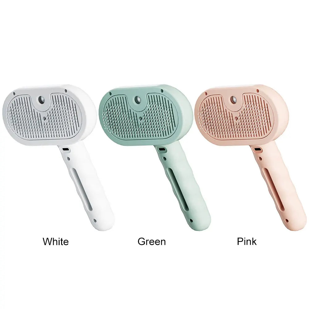 3 in 1 Cat Steam Brush with Release Button Cat Grooming Brush Rechargeable Pet Hair Cleaning Brush Comb for Shedding & Grooming