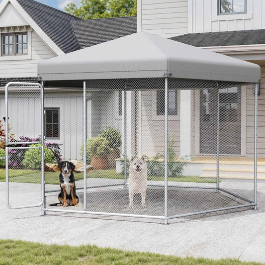 9.8×8.2×6.2FT Pet House Dog Run Enclosure w/UV-Resistant Waterproof Roof Cover