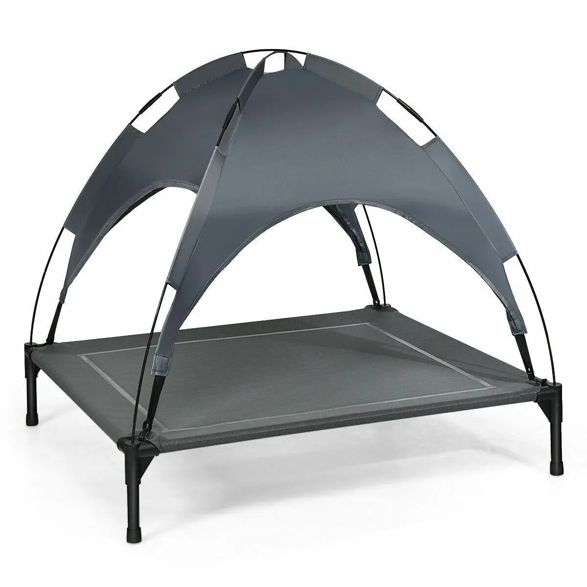 36" Portable Elevated Dog Cot Outdoor Cooling Pet Bed w/ Removable Canopy Shade