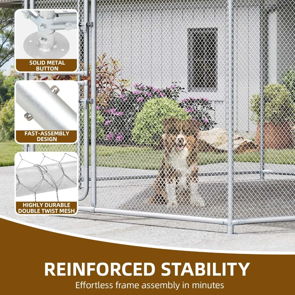 9.8×8.2×6.2FT Pet House Dog Run Enclosure w/UV-Resistant Waterproof Roof Cover