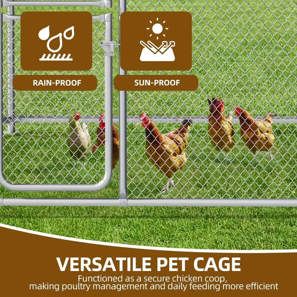 9.8×8.2×6.2FT Pet House Dog Run Enclosure w/UV-Resistant Waterproof Roof Cover