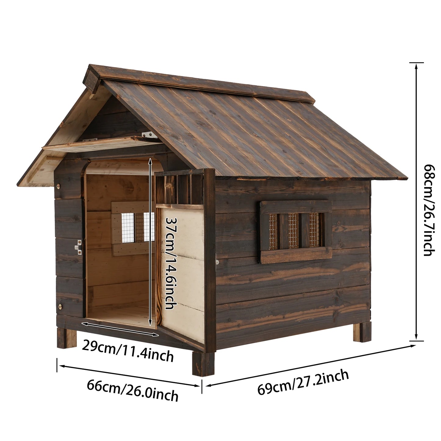 Dog House with Window and Door, Easy To Install, Water-Resistant Pet House for Outdoor and Indoor Use Pet Stores Gardens