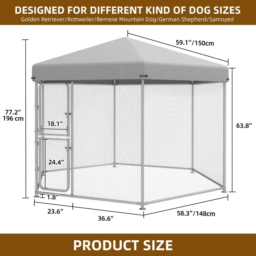 9.8×8.2×6.2FT Pet House Dog Run Enclosure w/UV-Resistant Waterproof Roof Cover