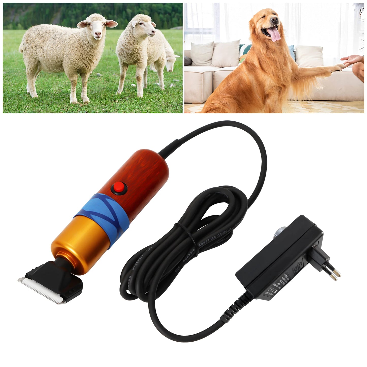 Professional Pet Clipper 6600RPM Low Noise 60dB 4 Comb Sizes Dog Clipper Cat Grooming Tool for Pets with PP Toolbox
