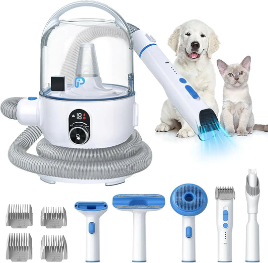 Pet Grooming Vacuum Kit 5-in-1 Pet Grooming Kit with 2.0L Dust Cup for Shedding Dogs/Cats, Low Noise Hair Remover