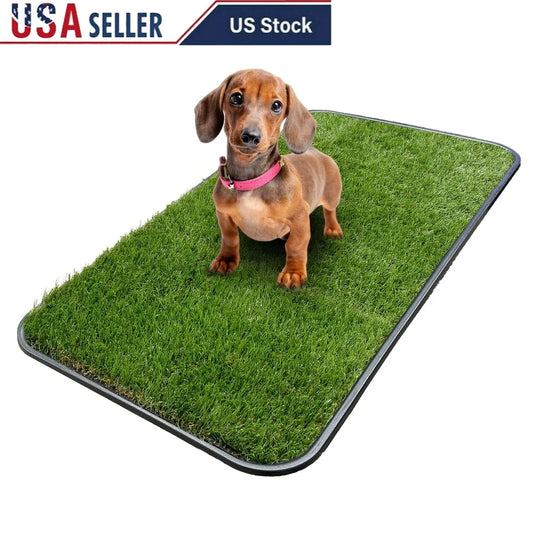 Pet Care Non-Slip Easy Clean Indoor Outdoor Tray with Reusable Grass Pad Heavy Duty Multi-Purpose Potty Training Mat 15 x 30