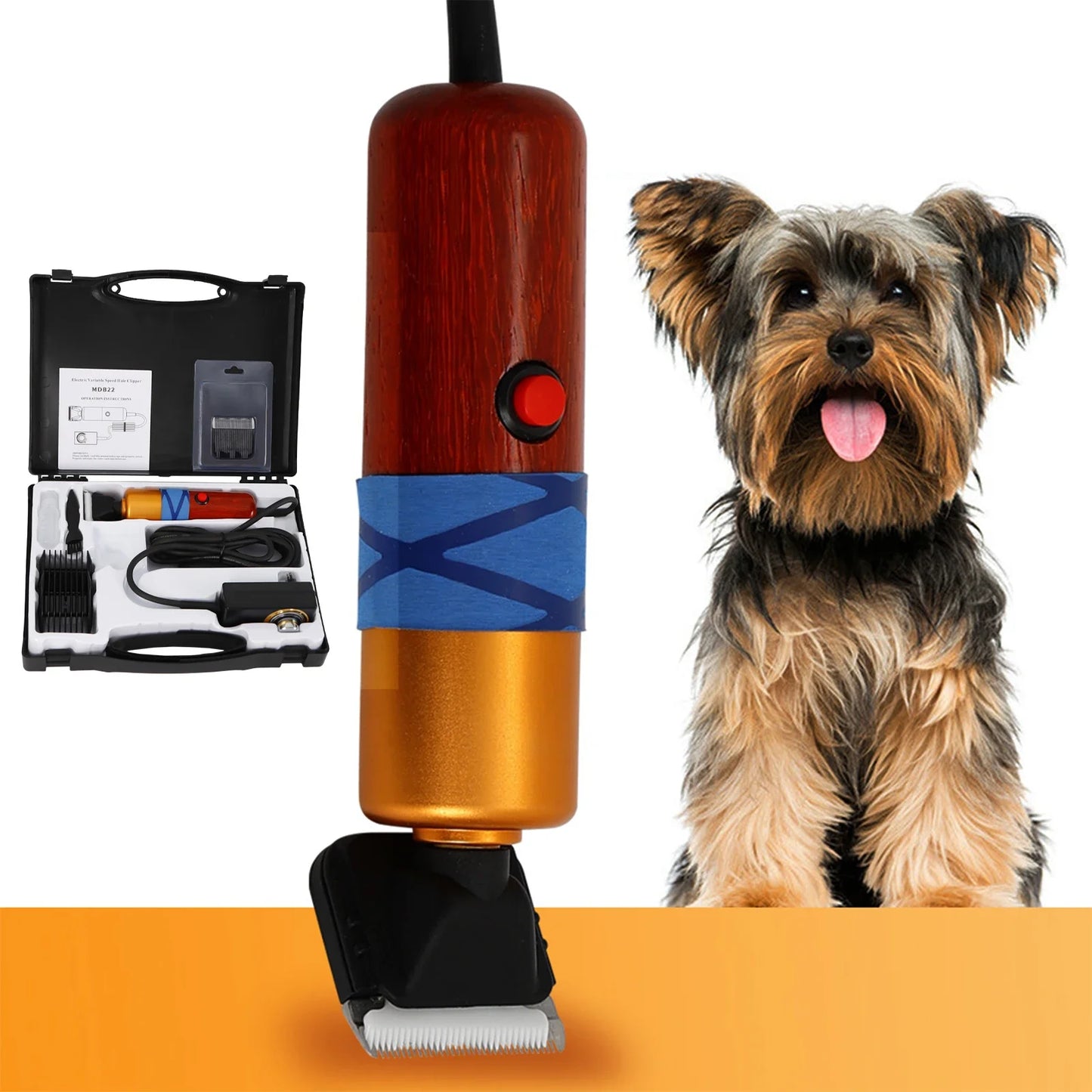 Professional Pet Clipper 6600RPM Low Noise 60dB 4 Comb Sizes Dog Clipper Cat Grooming Tool for Pets with PP Toolbox