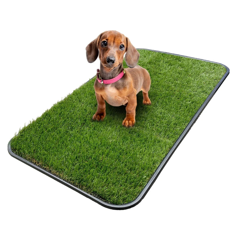 Pet Care Non-Slip Easy Clean Indoor Outdoor Tray with Reusable Grass Pad Heavy Duty Multi-Purpose Potty Training Mat 15 x 30