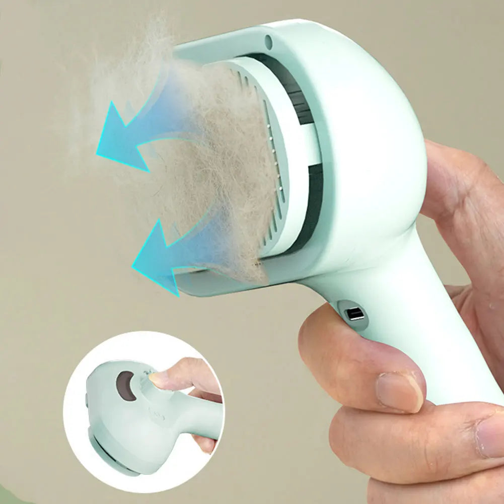 3 in 1 Cat Steam Brush with Release Button Cat Grooming Brush Rechargeable Pet Hair Cleaning Brush Comb for Shedding & Grooming