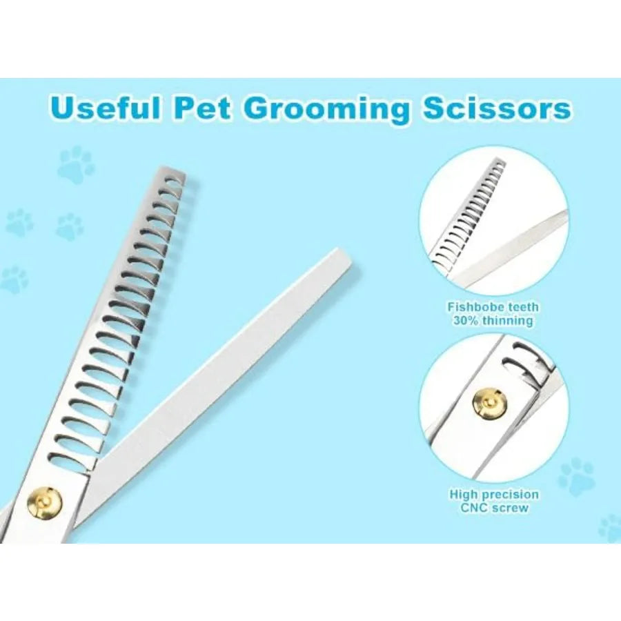 Curved Thinner Dog Grooming Scissors 7 Inch 42 Teeth Stainless Steel Pets Grooming Scissors Professional Pet Shears for Groomer