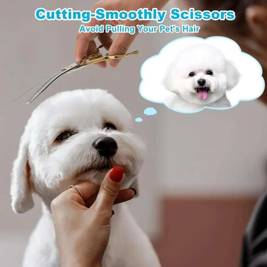 Curved Thinner Dog Grooming Scissors 7 Inch 42 Teeth Stainless Steel Pets Grooming Scissors Professional Pet Shears for Groomer